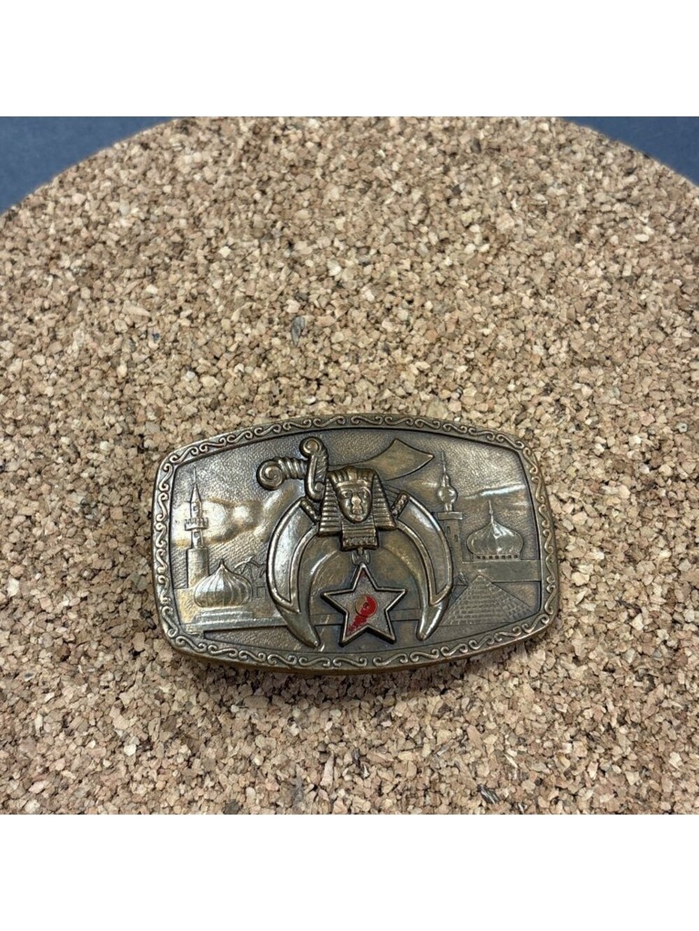 Vintage Brass Shriner's Belt Buckle Unbranded